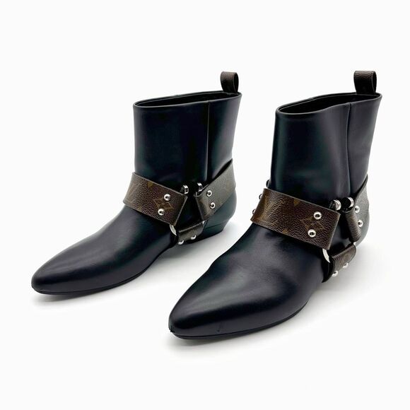 LOUIS VUITTON Rhapsody Black Ankle Boot Size 38 US 8 Monogram Harness - Picture 13 of 13